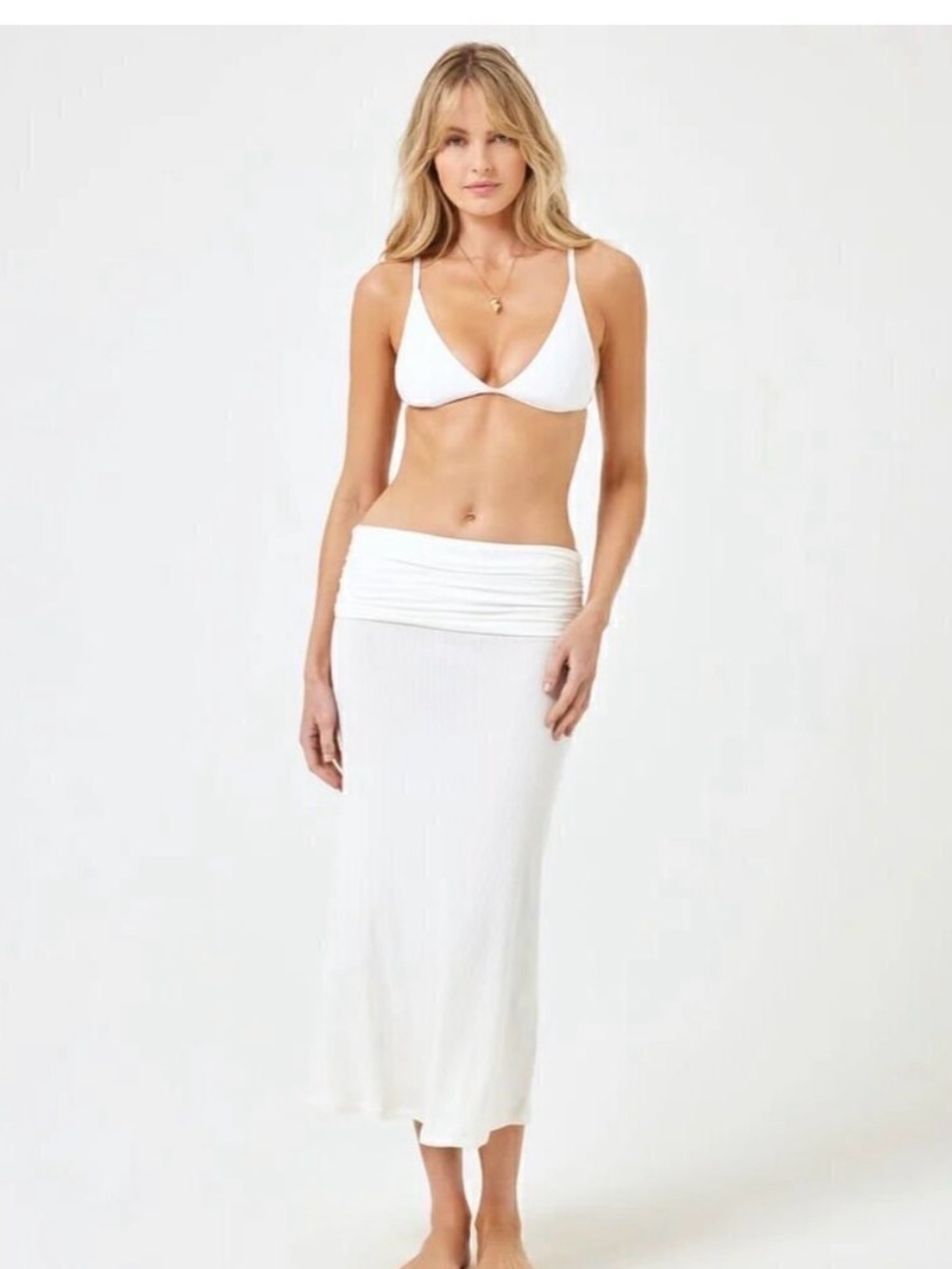 L*SPACE Manais convertible beach cover-up dress or skirt 🤍 WHITE size Small EUC!